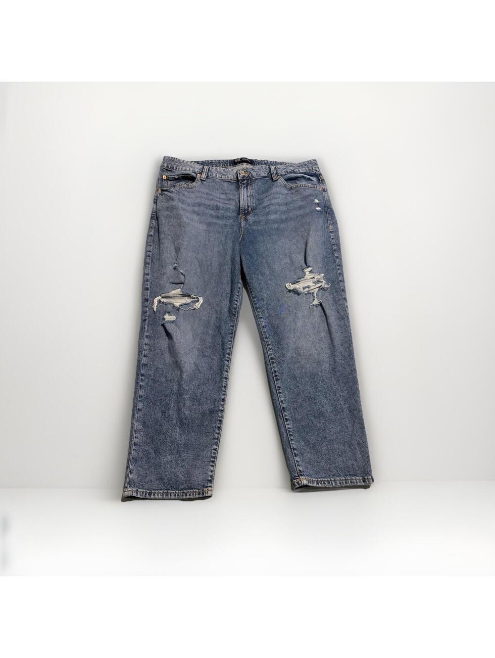 Gap Womens Universal Slim Boyfriend Denim Jeans Size 18/ 34R Distressed Raw Hem